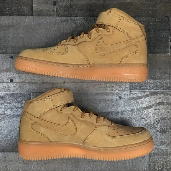 Nike Air Force 1 Mid Flax Sneakers 07 PRM QS One Nikes Shoes 8 Mens 715889-200 - Picture 4 of 16